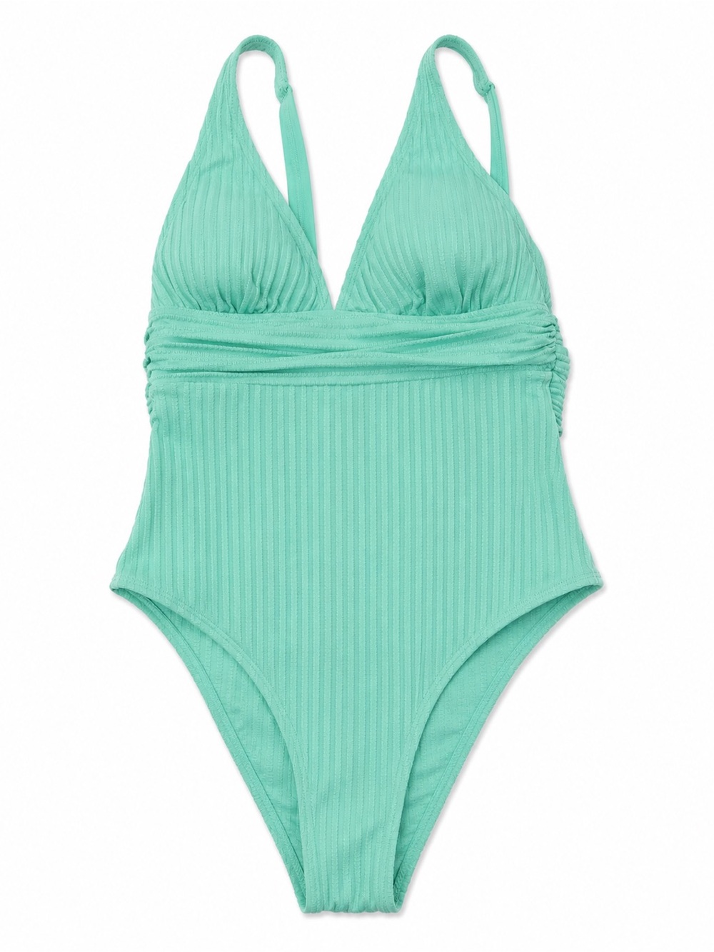 CUPSHE Mint Green Textured One-Piece Swimsuit Twist Back Cutout XS NWT